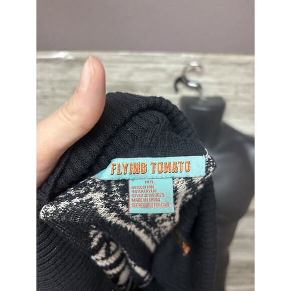 Flying Tomato Womens Poncho Size M/L Black Bohemian Sweater Pullover - Picture 10 of 10